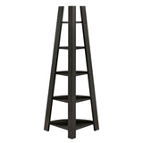 Homelegance By Top-Line Leticia Corner Ladder Bookcase Black Rubberwood