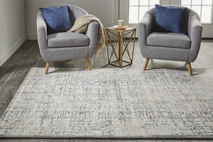Feizy Rugs Waldor Modern High-low Pile Abstract Rug - Elegant Gold And Gray Tones For Chic Home Decor Ivory,Gray Polypropylene,Polyester 7353683fbge000h13
