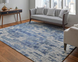 Feizy Rugs Eastfield Viscose/Wool Hand Woven Casual Rug Blue/Ivory 9' x 12'