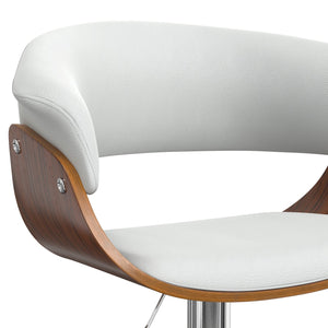 English Elm Sheldon Adjustable Swivel Bar Stool with Gas Lift and Walnut Bentwood Frame, Mid-Century Modern Design White B136P159604