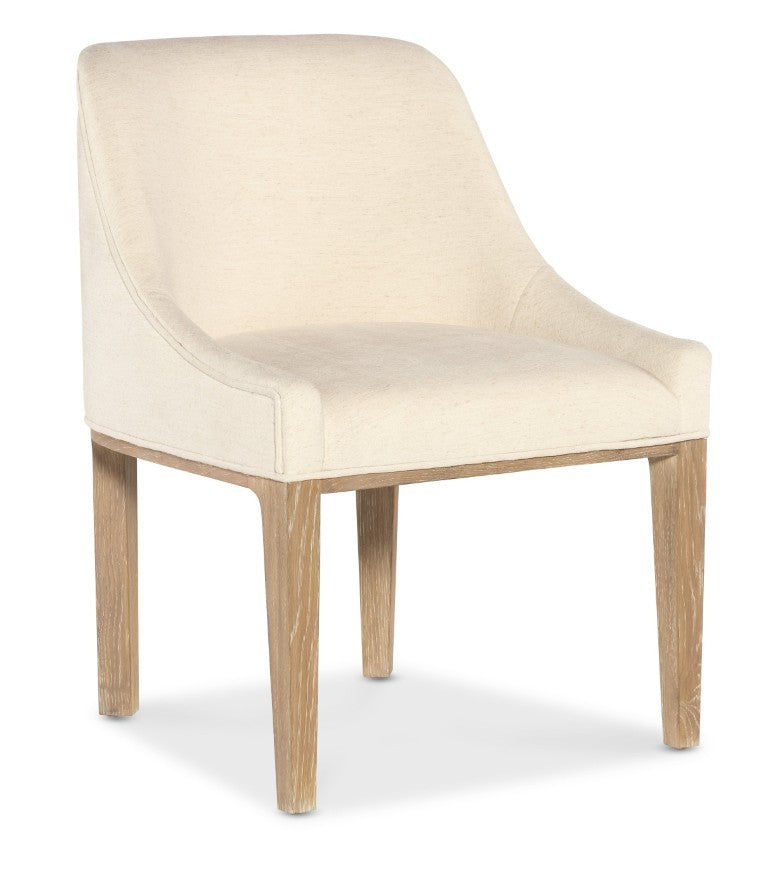 Hooker Furniture Banyon Bay Upholstered Host Chair In Levi Oyster Fabric With Desert Oak Frame — Barrel Back Comfort, Modern Flair 6081-75500-82