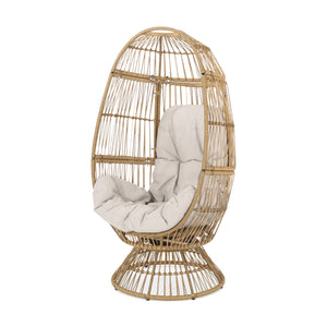 English Elm Christopher Knight Home® - RESEDA Swivel Egg Chair with Faux Rattan Basket, Water-Resistant Cushion, Handcrafted Comfort Natural 67931.00LBGE
