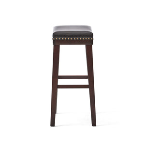 English Elm Saddle Contoured Pu Leather Counter Stool with Solid Rubberwood Frame for Kitchen Dining 62469.00PU