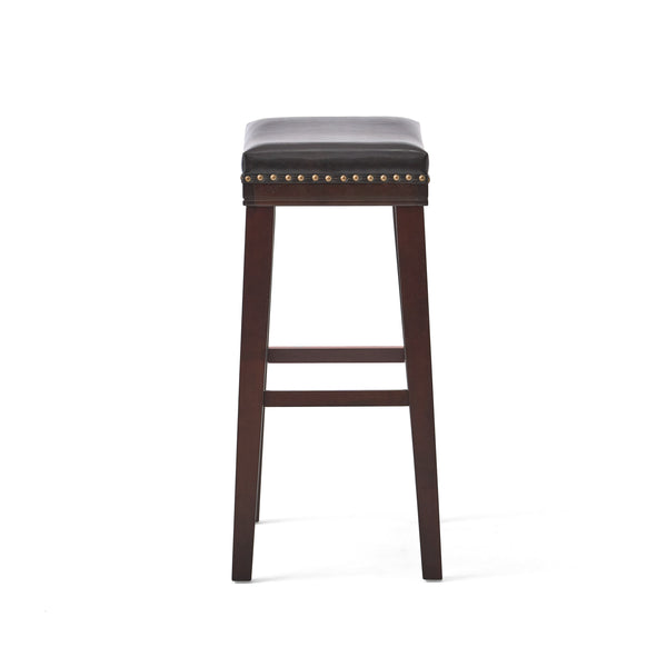 English Elm Saddle Contoured Pu Leather Counter Stool with Solid Rubberwood Frame for Kitchen Dining 62469.00PU
