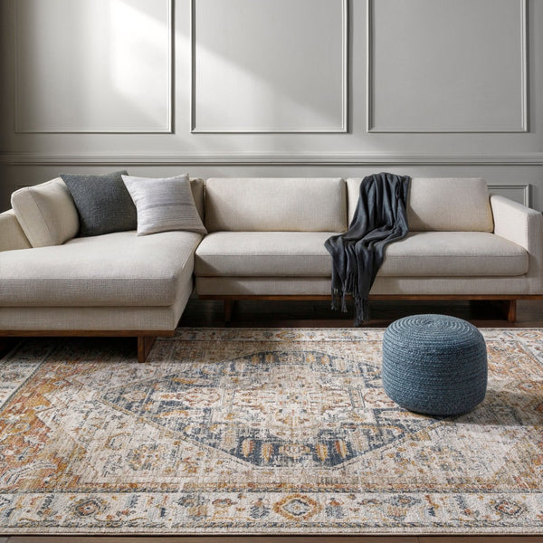 Livabliss Beckham Machine Woven Polyester Runner Rug for Hallways and Entryways White, Amber 2'7" x 7'3" BCM2300-2773