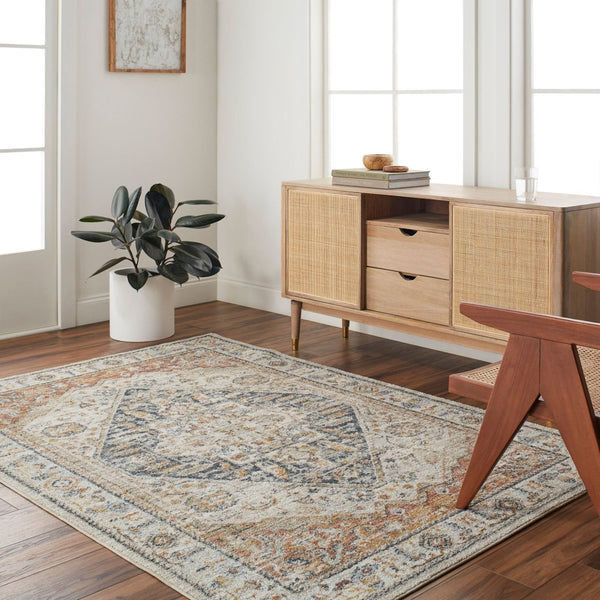 Livabliss Beckham Machine Woven Polyester Runner Rug for Hallways and Entryways White, Amber 9' x 12'2" BCM2300-9122