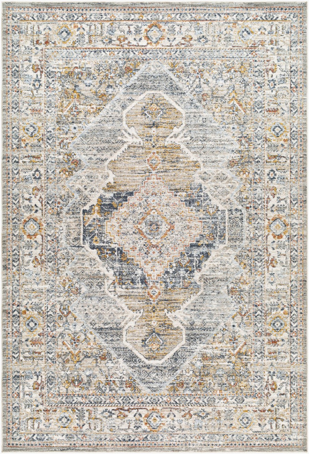 Livabliss Beckham Large Polyester Area Rug Turkish Woven Geometric Pattern for Living Room Floors Charcoal, White 9' x 12'2" BCM2303-9122