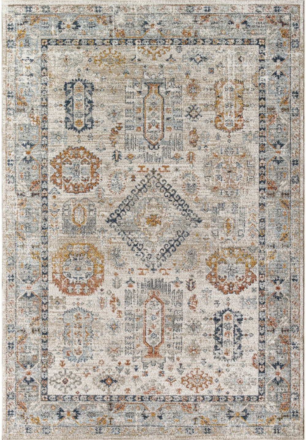 Livabliss Beckham Geometric Polyester Area Rug Turkish Machine Woven for Large Living Spaces White, Medium G 9' x 12'2" BCM2313-9122