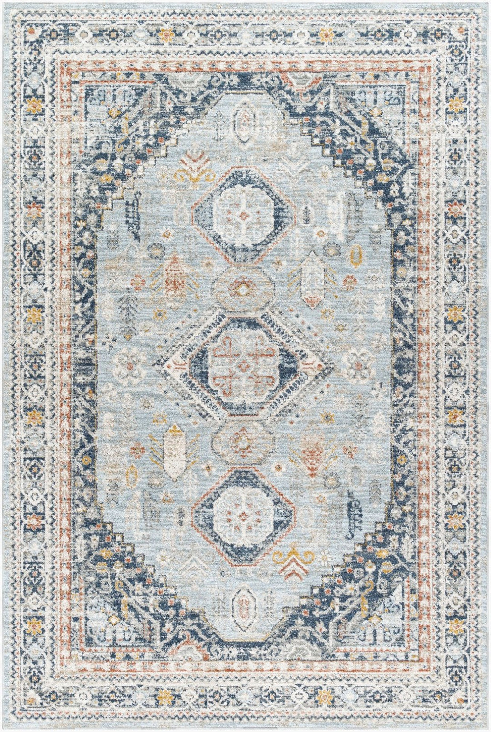 Livabliss Beckham Geometric Accent Rug Machine Woven Polyester Medium Pile Entryway Bathroom Ice Blue, White 9' x 12'2" BCM2323-9122