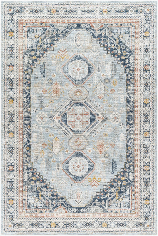 Livabliss Beckham Geometric Accent Rug Machine Woven Polyester Medium Pile Entryway Bathroom Ice Blue, White 9' x 12'2" BCM2323-9122
