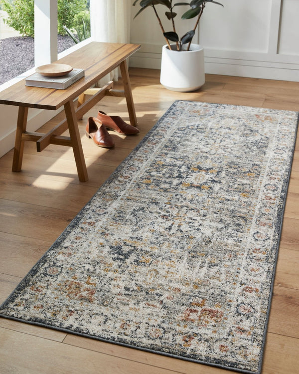 Livabliss Beckham Large Format Polyester Area Rug for Living Room and Dining Space Decor Charcoal, White 9' x 12'2" BCM2327-9122