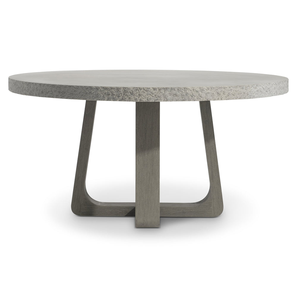 Bernhardt Bernhardt Trouville Round Outdoor Dining Table — 60" Sand Grey Concrete Top With Weathered Teak Base K2009