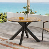 Christopher Knight Home® - Noble House - Soto Outdoor Acacia Wood Circular Dining Table, Teak and Black