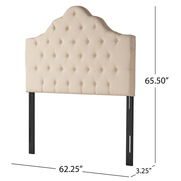 English Elm Christopher Knight Home® - Tufted Cloud-Shaped Upholstered Headboard Queen with Button Detail, Tall Solid Wood Frame & Metal Legs Beige 59024.00BEI