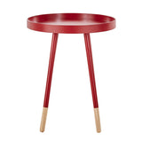 Homelegance By Top-Line Asher Paint-Dipped Round Tray-Top End Table Red Rubberwood