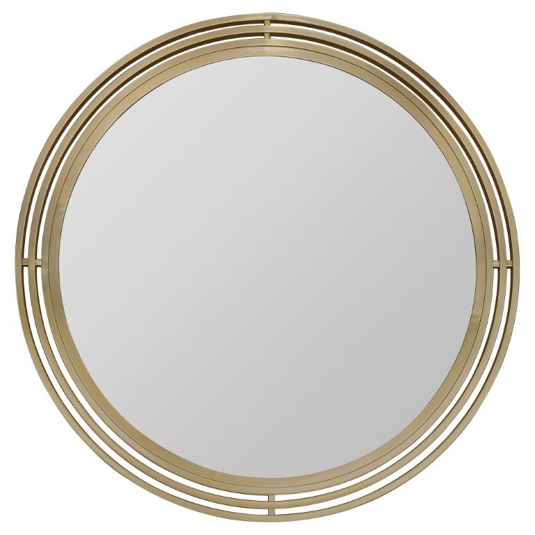 Hooker Furniture Banyon Brushed Brass Round Mirror 40" — Modern Minimalist Metal Frame, Expands Light & Enhances Spaces 6081-90007-82