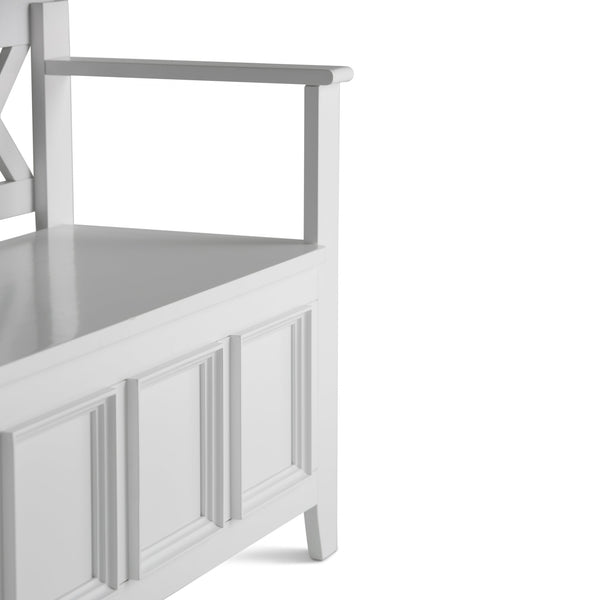 English Elm Amherst Solid Wood Entryway Storage Bench - Elegant White Seating With Hidden Storage & Style B136P158269