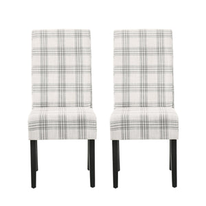 English Elm Christopher Knight Home® - DINING Chair with Plush Fabric Upholstery, Rubberwood Legs, Contemporary Minimalist Comfort and Style Grey Plaid 60162.00GRYPLD