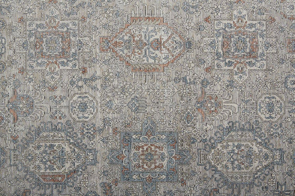 Feizy Rugs Marquette Elegant Power-loomed Rug With Traditional Persian Motifs - Stain Resistant And Durable Taupe,Silver,Blue Polyester,Acrylic Mrq3761fgrymltf06