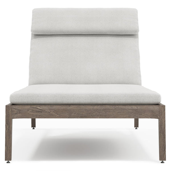 Bernhardt Bernhardt Ibiza Chaise Lounge In Weathered Teak With Abaca Wicker Back, Plush Outdoor Cushions, Made-To-Order O1029A