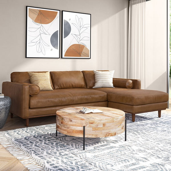 English Elm Morrison Right Sectional Sofa In Rich Caramel Brown Leather - Stylish Comfort For Modern Living B136P159597