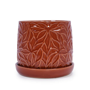 English Elm Set Of 2 Ceramic Flowerpots - 7" Stylish Red Planters For Indoor & Outdoor Plant Displays W3273P322543-GIGA