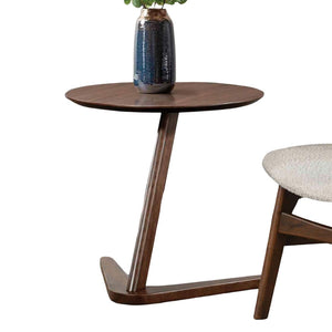 English Elm Mid-Century Wingback Chair with Matching Side Table, Bouclé-Style Upholstery, Solid Wood Frame Beige,Walnut 23 L x 23 W x 4 H B2741S00353