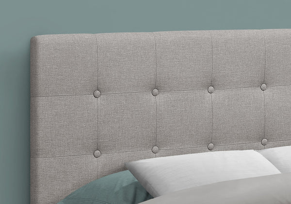 English Elm Bed, Upholstered Grey Linen-Look Headboard For Full Size Bed - Transitional Style With Tufted Design B2710P219554