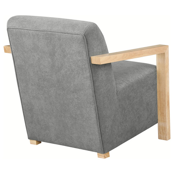 English Elm Landis Grey Fabric Accent Chair with Natural Wood Arms for Modern Living Spaces B062P441110