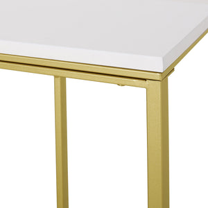 English Elm Christopher Knight Home® - END TABLE Modern Glam C-Shape Side Table with Durable Iron Frame and Sleek MDF Top for Living Rooms Gold+White 66793.00MP2