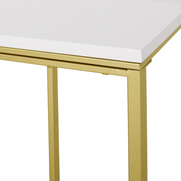 English Elm Christopher Knight Home® - END TABLE Modern Glam C-Shape Side Table with Durable Iron Frame and Sleek MDF Top for Living Rooms Gold+White 66793.00MP2