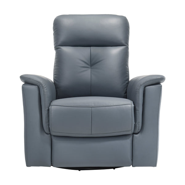 English Elm Blue Blue-gray Top Grain Leather Swivel Glider Recliner Chair – 360° Motion, Pull-Tab Recline, Modern Comfort B011P329271