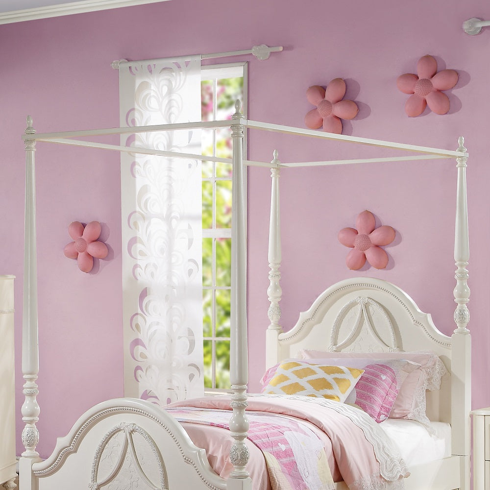 Acme Furniture Full Dorothy Wooden Canopy - Create A Whimsical Princess Bedroom Atmosphere With Ivory Finish Ivory Wood, Bd02260-acme