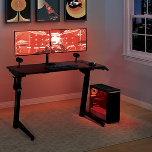 OSP Home Furnishings Arena 1337 Battlestation Gaming Desk Red Carbon Fiber/Black