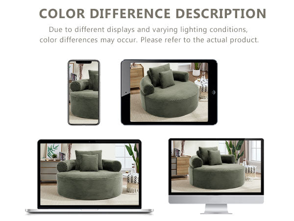 English Elm Round Cloud Sectional Sofa Bed with Memory Foam Fill for Small Space Living W3224P444270