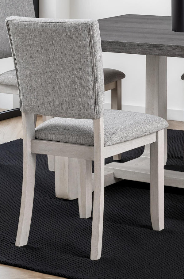 English Elm Transitional Trestle Base Dining Set with Upholstered Chairs for Modern Farmhouse Rooms Gray B2741S00784