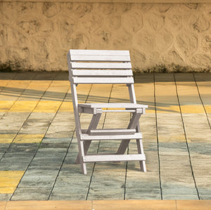 English Elm Coastal Bay Recycled Hdpe Folding Bistro Chair for Patio and Balcony Use Ivory B2745P409660