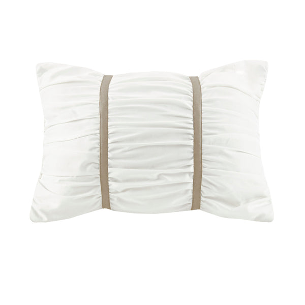 English Elm 7 Piece Seersucker Comforter Set With Throw Blanket In Taupe & Blush - Cozy Cottage Chic Style B035P266669