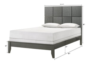 English Elm 1pc Full Panel Bed with Plush Channel Tufted Headboard, Neutral Finish, Contemporary Frame, Simple Assembly Gray 61 L x 36.5 W x 5.5 H B2741S00285