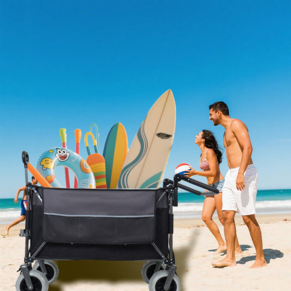 English Elm Multi-functional All-terrain Folding Wagon with Balloon Tires and 300l Outdoor Capacity W2932P317114