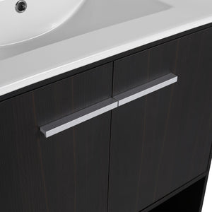 English Elm 30" Freestanding Bathroom Vanity With Soft Closing Doors & Integrated Ceramic Sink For Modern Spaces W1972S00018