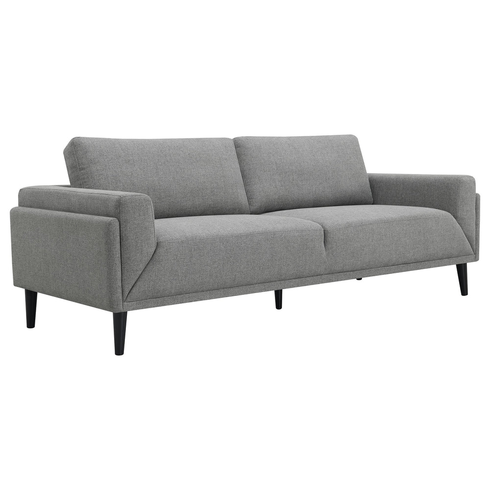 English Elm Andrena Grey Track Arms Sofa with Pocket Coil Seating, Reversible Cushions & Tall Black Legs B062P358306