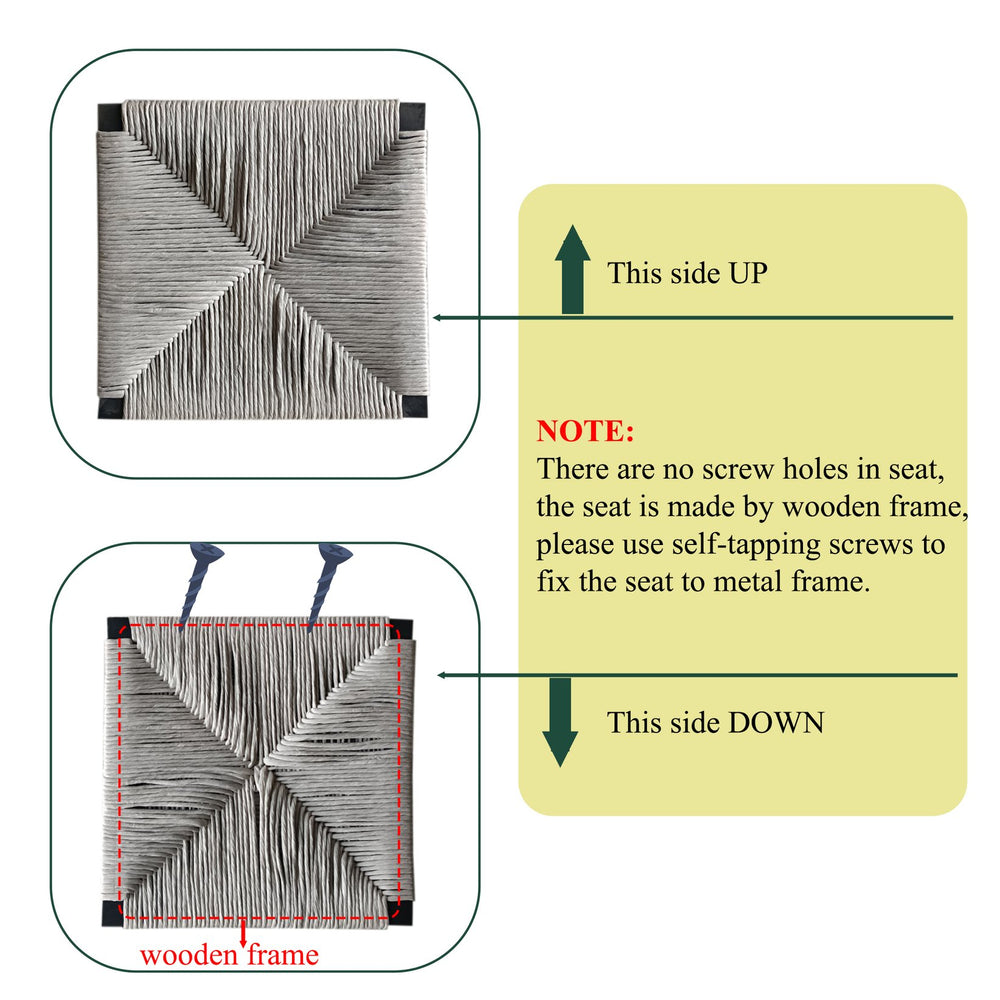 English Elm Gray Hand Woven Paper Rope Counter Stools Set of 2 with Ergonomic Back for Kitchen W1757138690