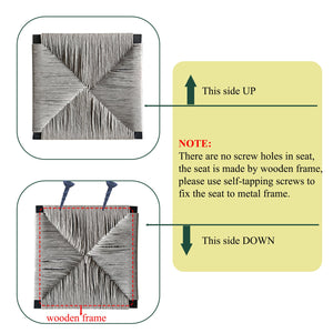 English Elm Gray Hand Woven Paper Rope Counter Stools Set of 2 with Ergonomic Back for Kitchen W1757138690