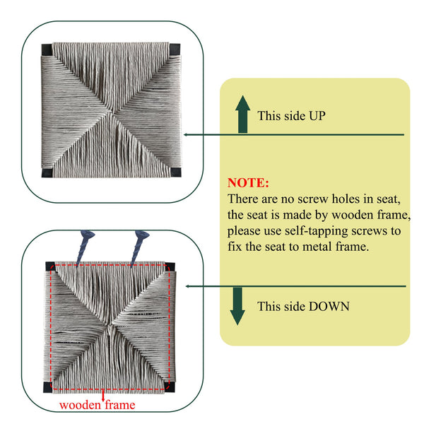 English Elm Gray Hand Woven Paper Rope Counter Stools Set of 2 with Ergonomic Back for Kitchen W1757138690
