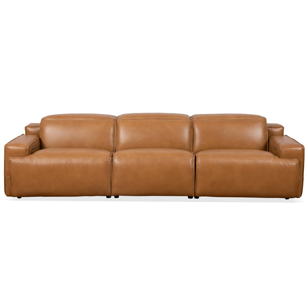 English Elm Urbana Triple Power Reclining Sofa in Top Grain Leather for Modern Living Rooms B183S00114