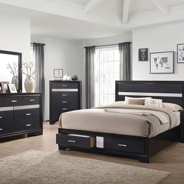 English Elm Annie Black 6-Drawer Bedroom Chest - Elegant Glamour & Efficient Storage For Modern Spaces B062P378343