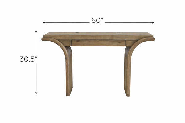 English Elm English Knotty Oak Veneer Waterfall Writing Desk with Storage Drawer for Home Office B2699P443212