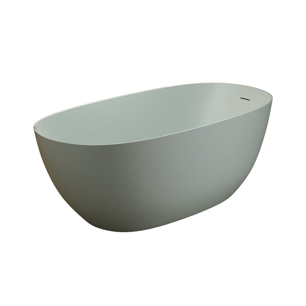English Elm 65'' Resin Stone Freestanding Soaking Tub Ergonomic Matte White Spa Bath Turquoise Green W2753P347485