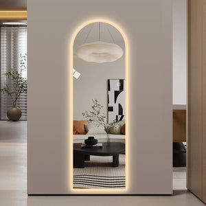 English Elm 65" Arch Full Length Wall Mirror with Dimmable Led Lighting for Bedroom or Entryway W2709P435570